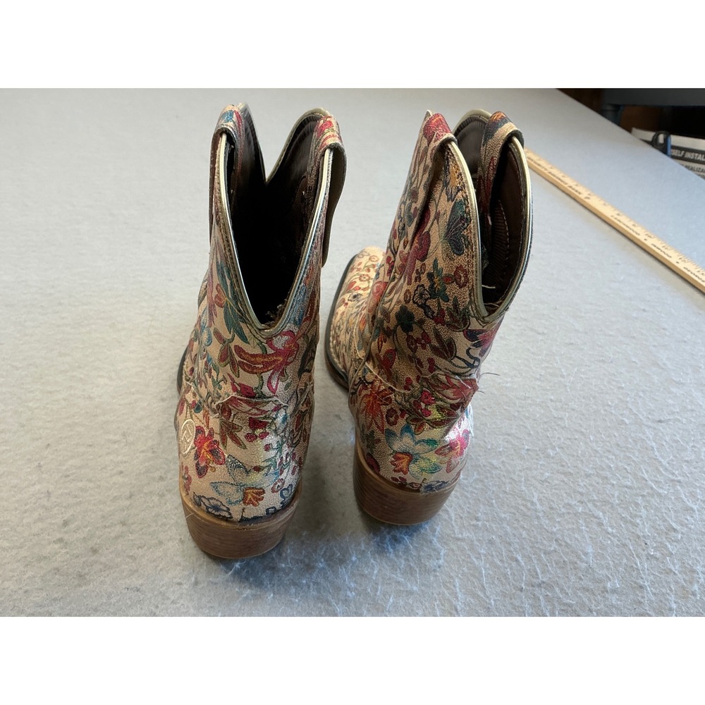 Roper Metallic Gold Floral Western Cowboy Boots 6 Snip Toe Ankle Booties READ - Picture 14 of 15